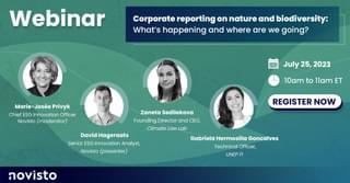 Webinar promotional photo. Corporate reporting on Nature and Biodiversity: Whats happening and where are we going?