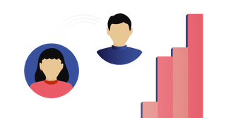 Illustration of two people and a graph