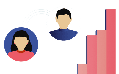 Illustration of two people and a graph