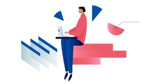 Illustration of a bar graph and papers