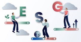 Illustration of people and the text ESG