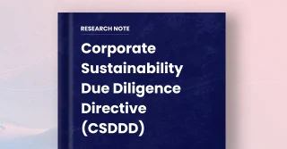 A book cover for the research note: corporate sustainability due diligence directive (CSDDD)