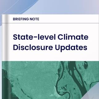Briefing note cover. State-level Climate Disclosure updates.