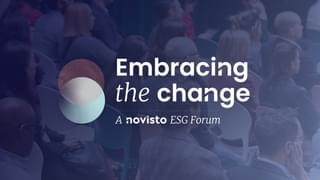 Picture of people attending the Novisto forum with its logo on it